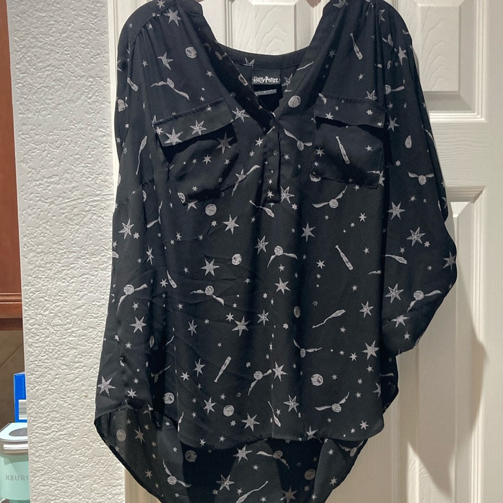 Black and White Harry Potter Star Print Women's Top
